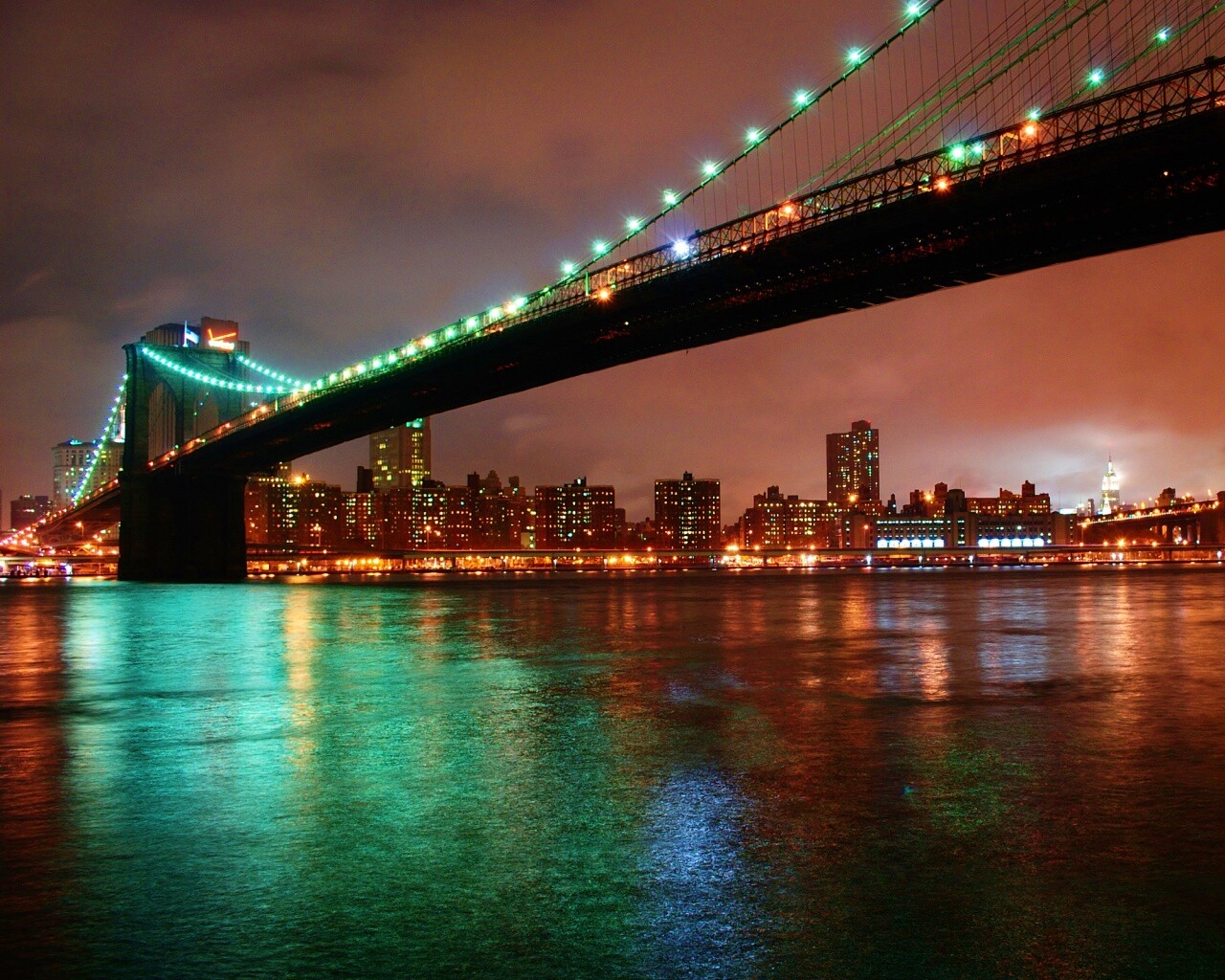 Мост в огнях обои