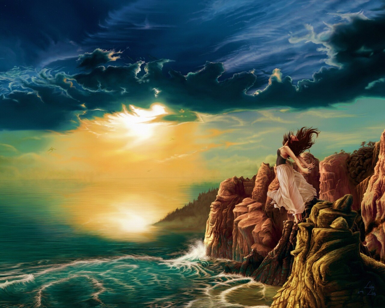 Прыжок с обрыва обои