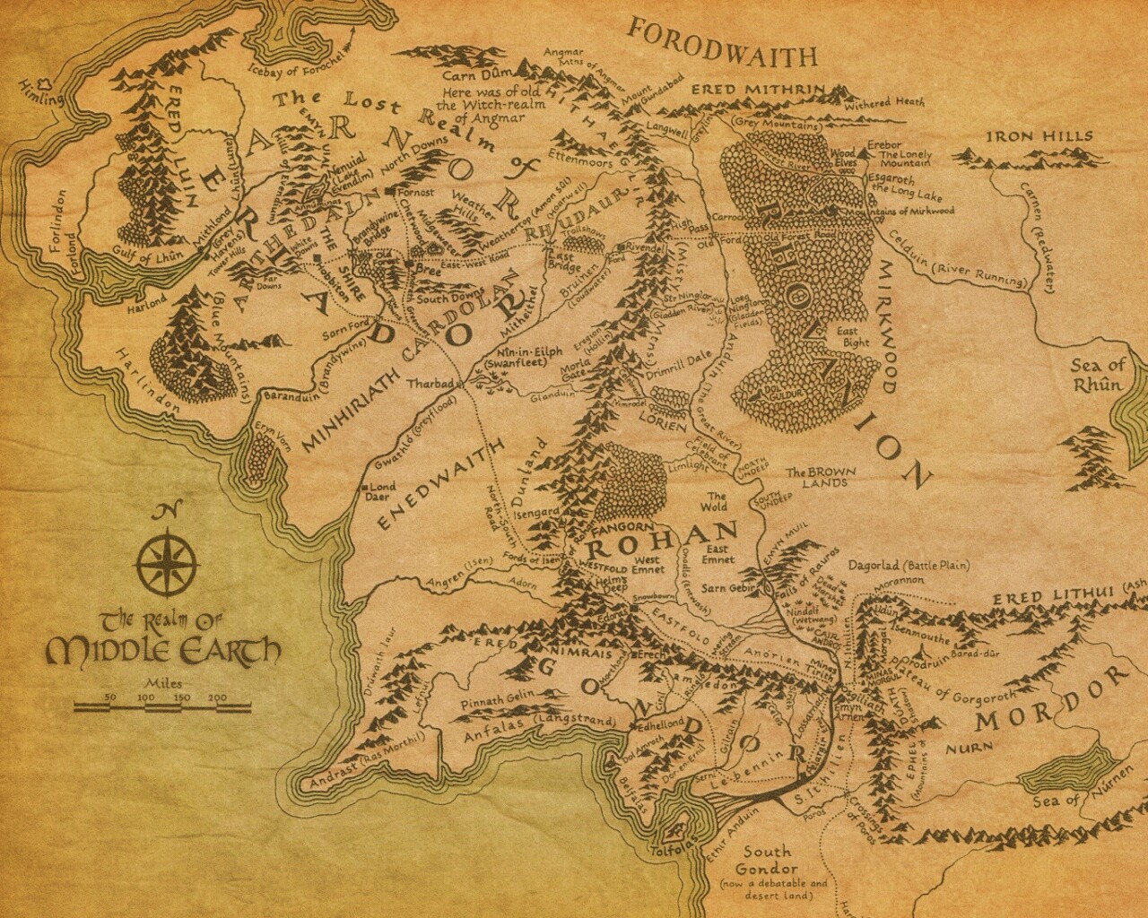 Карта Средиземья обои