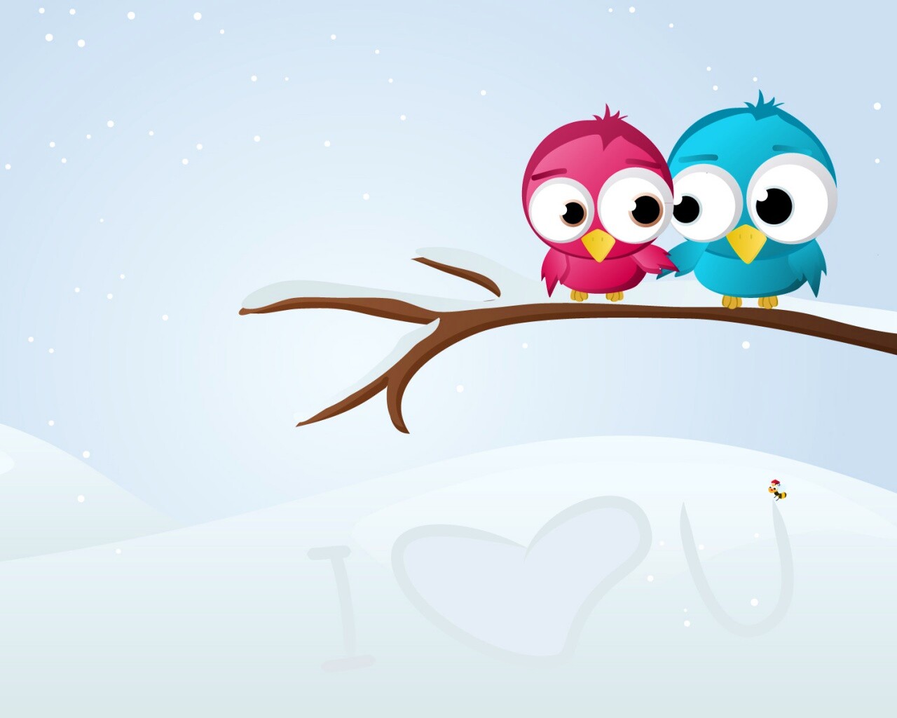 Две птички на ветке щебечут о любви обои