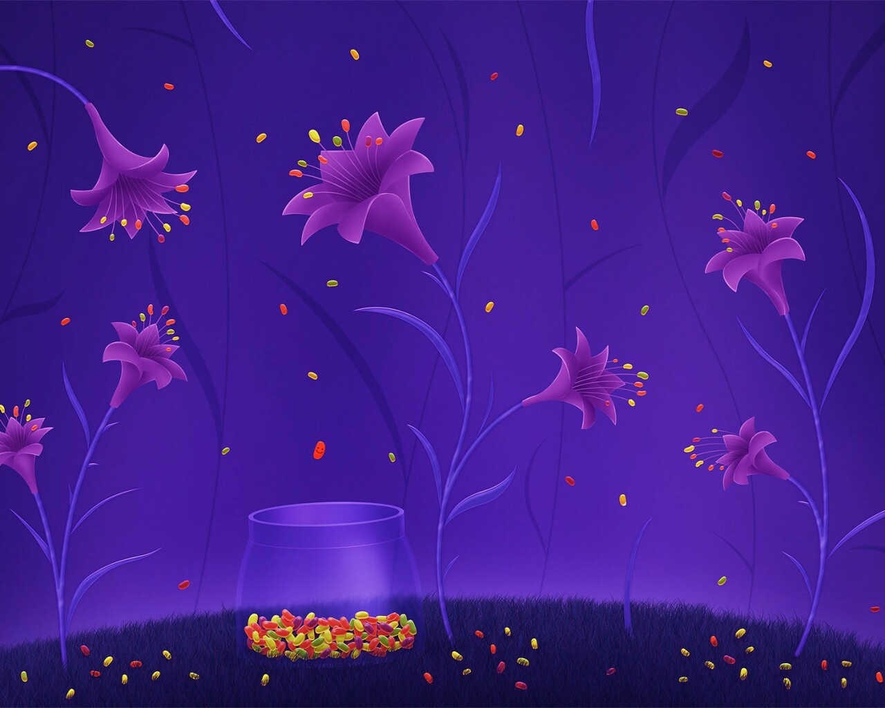 Волшебные цветы и конфетки обои