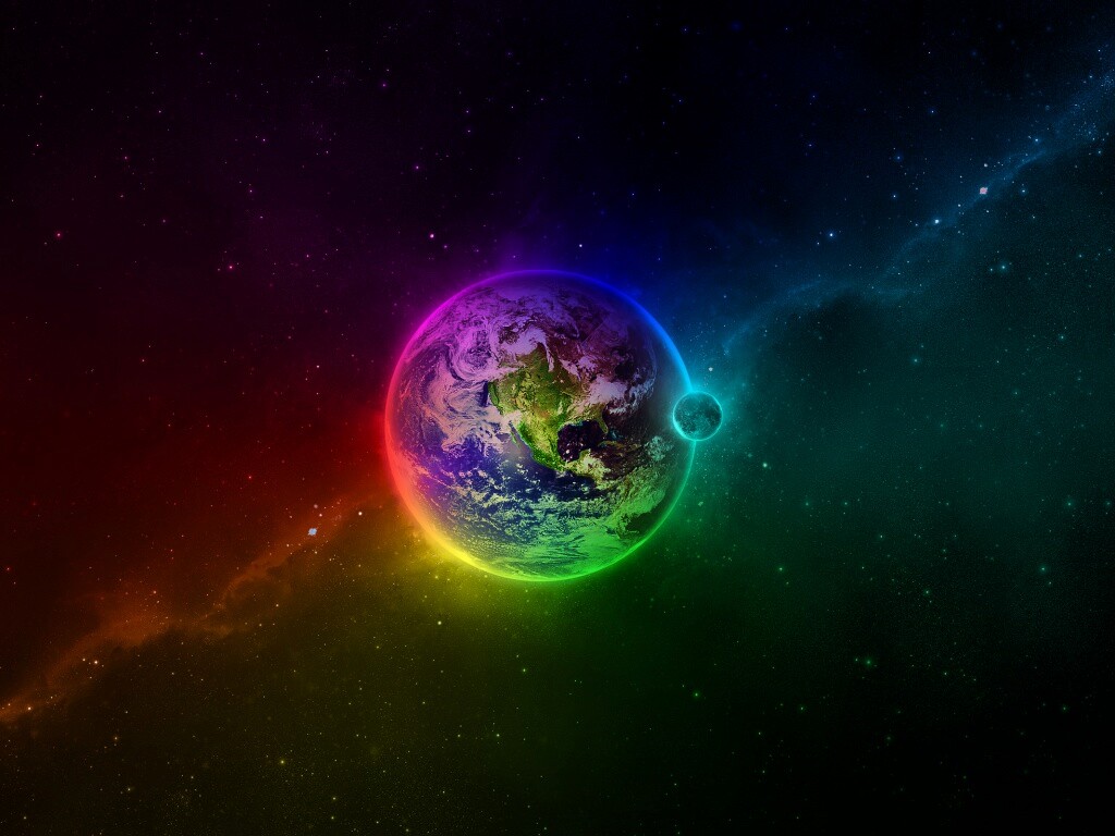 Земля в радужном ореоле обои