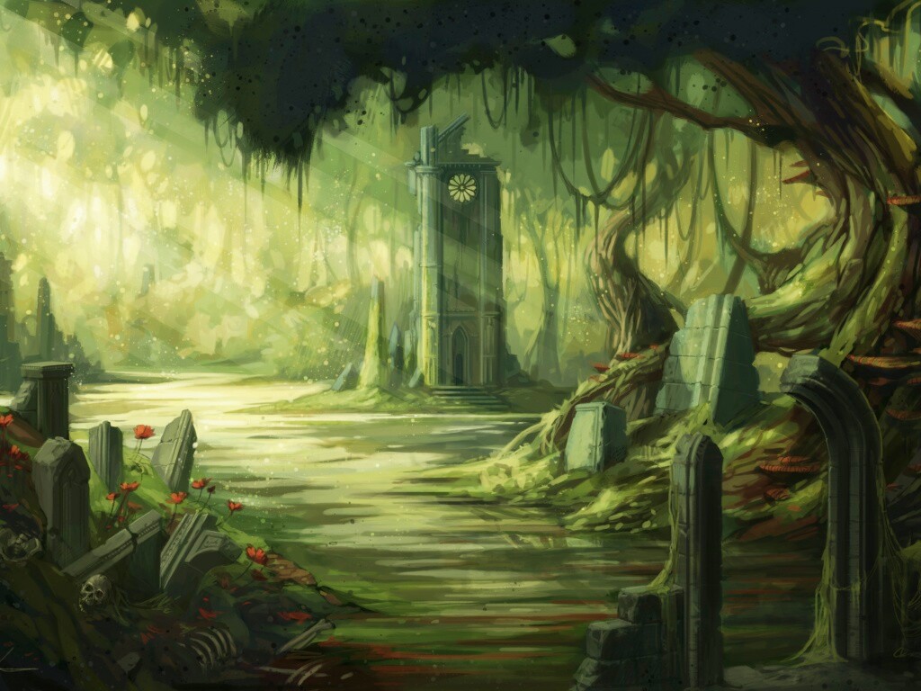 Руины эльфийского города обои