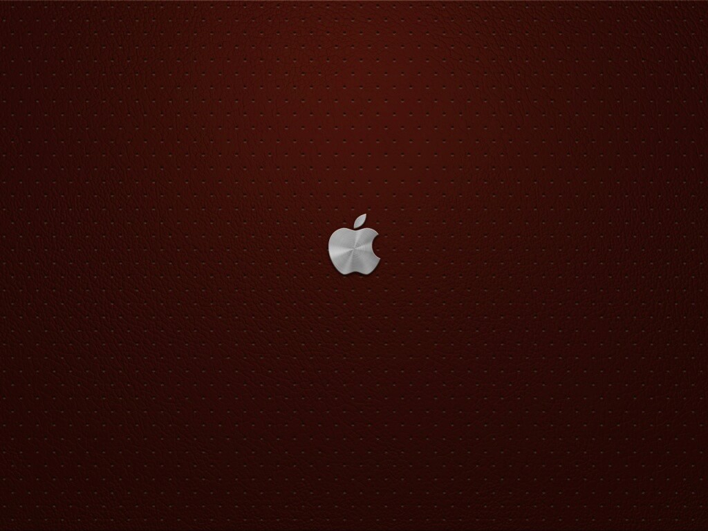 Маленький логотип Apple на перфорированной коже обои