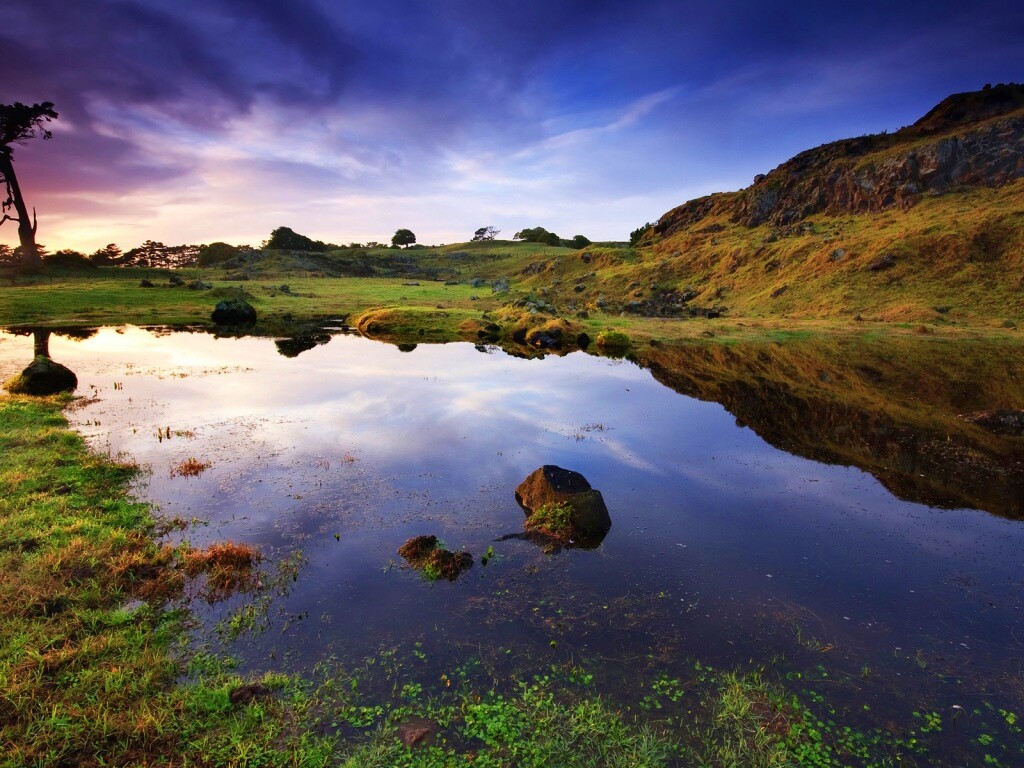 Затопленная долина в Новой Зеландии обои