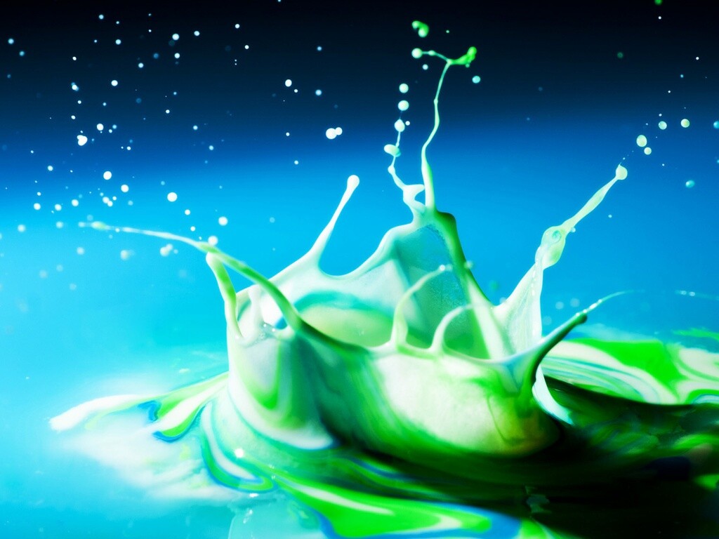 Брызги зеленой краски обои