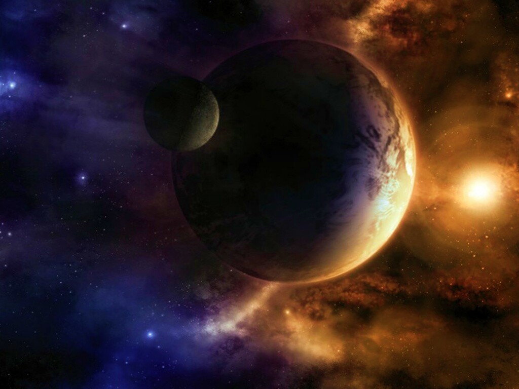 Планета с одним спутником обои