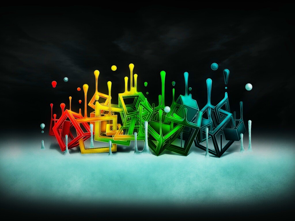 Цветные переплетающиеся кубы обои