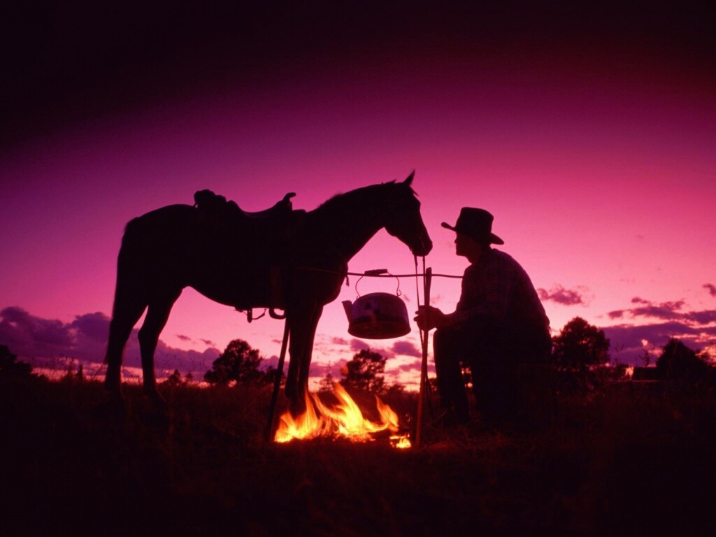 Ковбой на привале обои