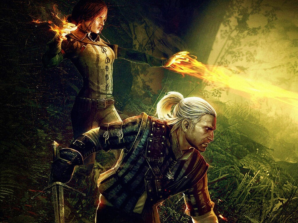 Геральт и Трисс в бою обои