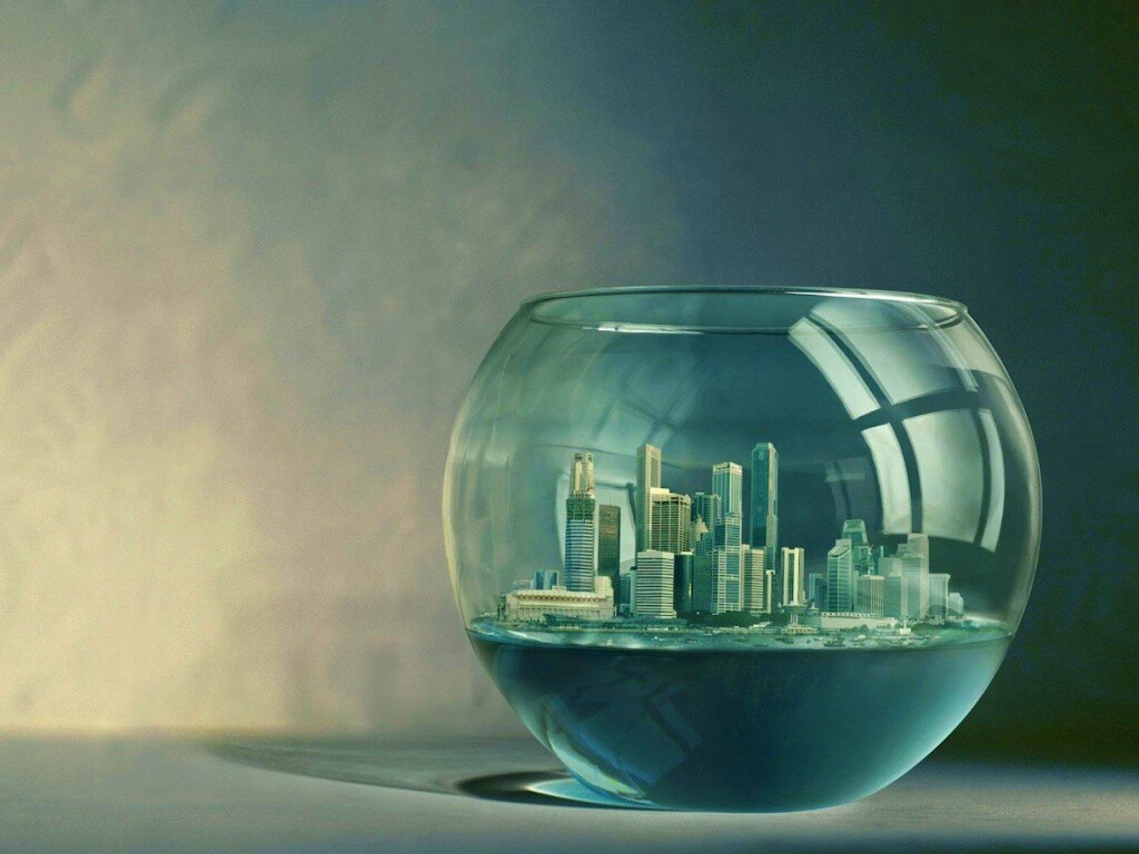 Город в аквариуме обои