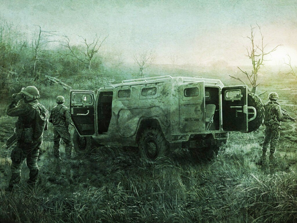 Солдаты из сталкера на болоте обои