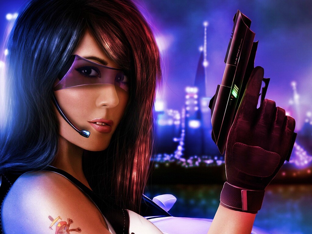 Девушка из будущего с пистолетом обои