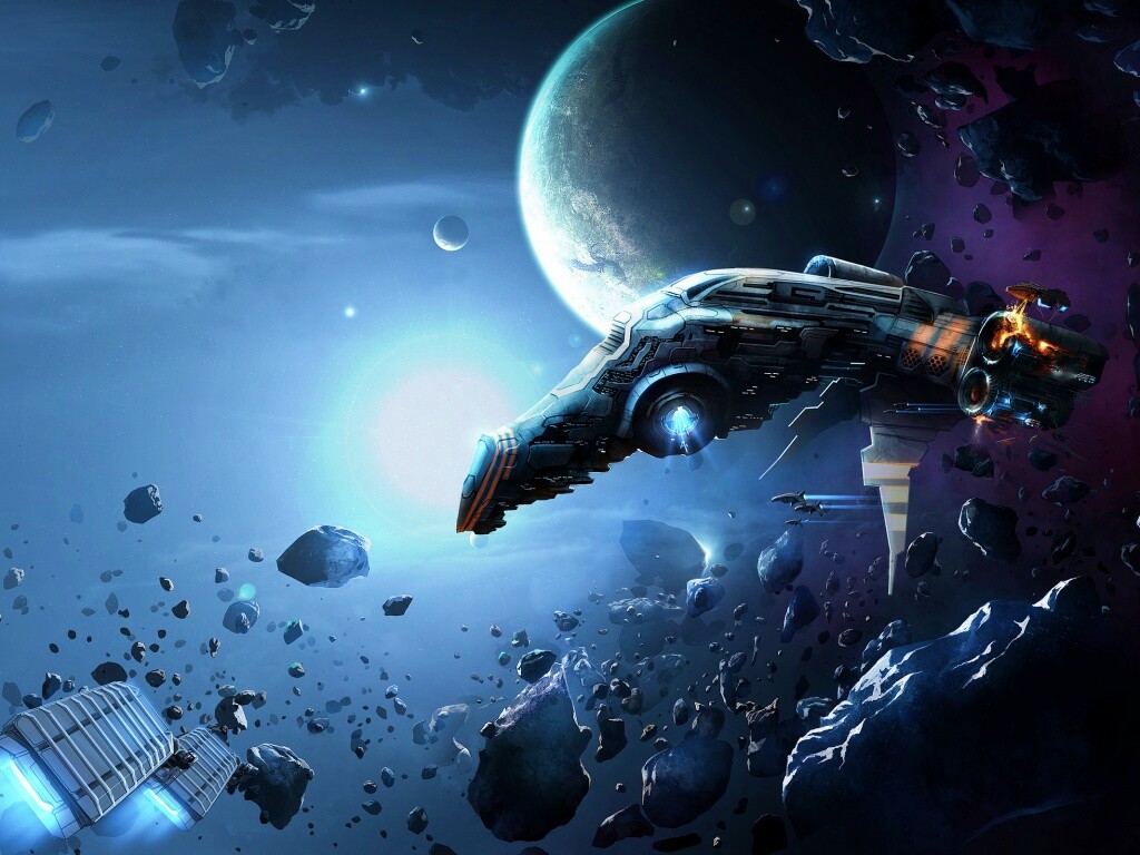 Полет в астероидах обои