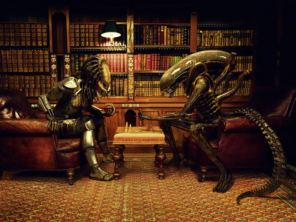 Чужой против хищника в шахматы обои