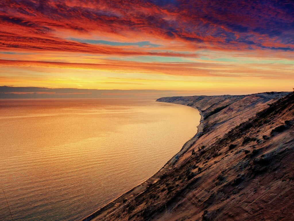 Море на закате обои