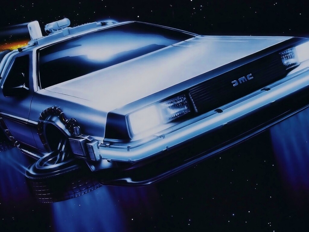 Летающий Делореан обои