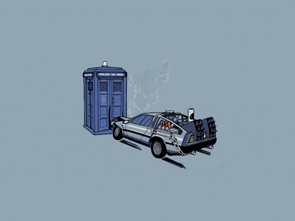 Что будет если ДеЛореан врежется в Тардис? обои