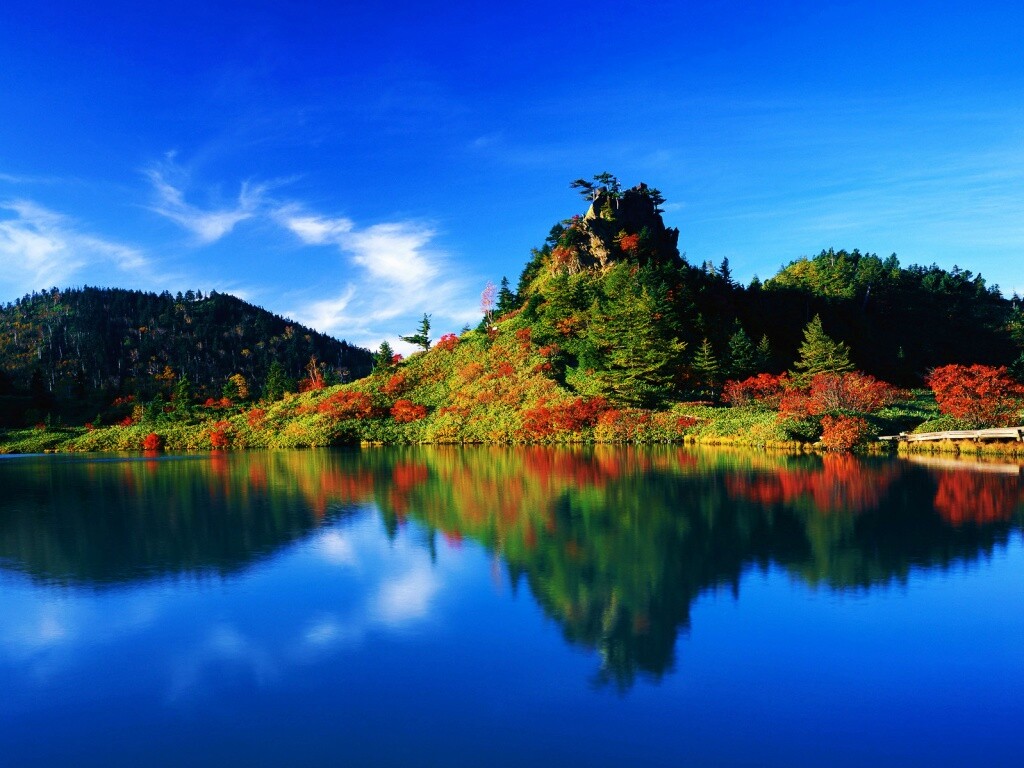 Берег озера в Японии обои