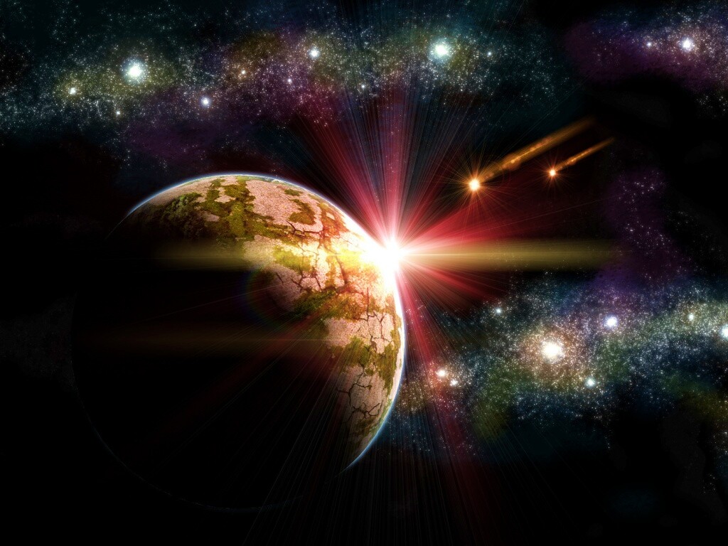 Кометы пролетают вблизи планеты обои