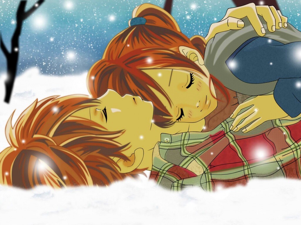 Двое на снегу из Bokura Ga Ita обои