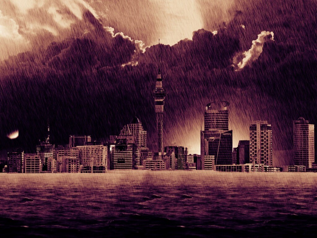 Гроза над городом обои