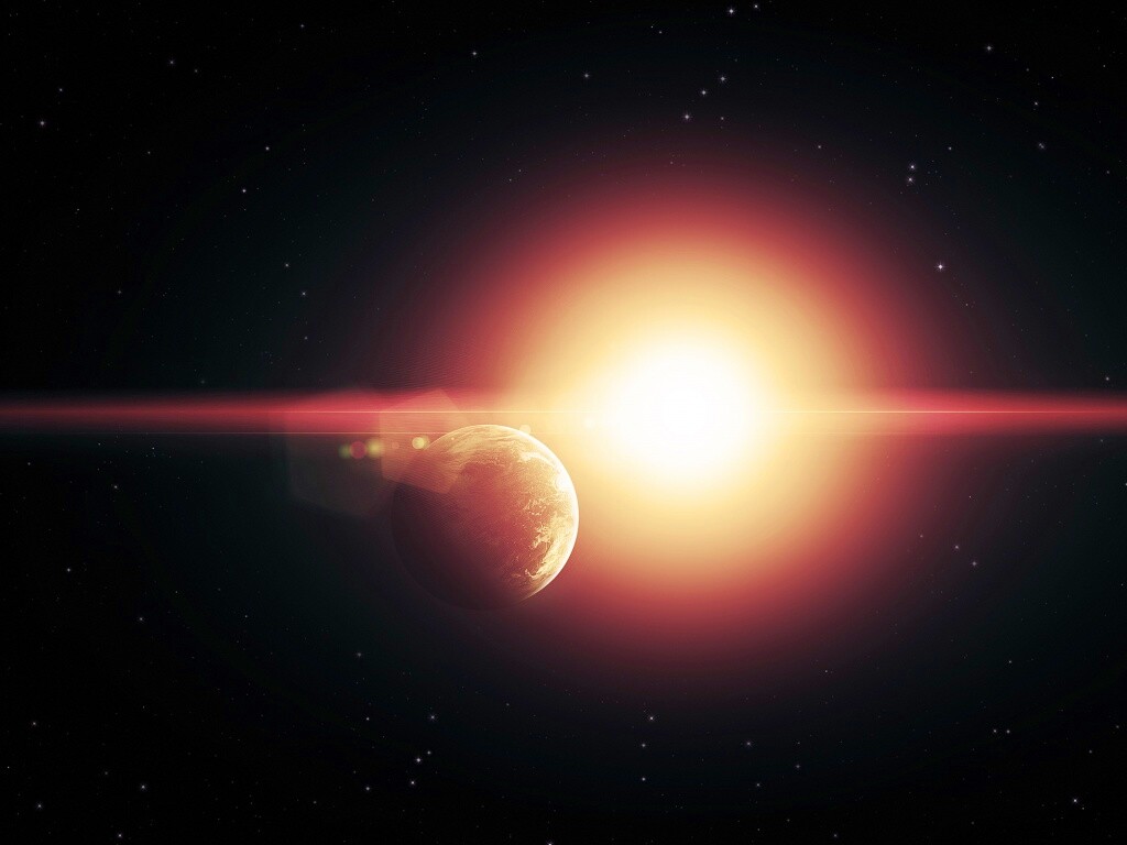 Планета на фоне звезды обои