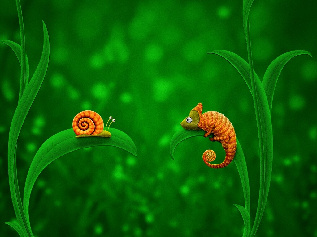 Хамелеон замаскированный под улитку обои