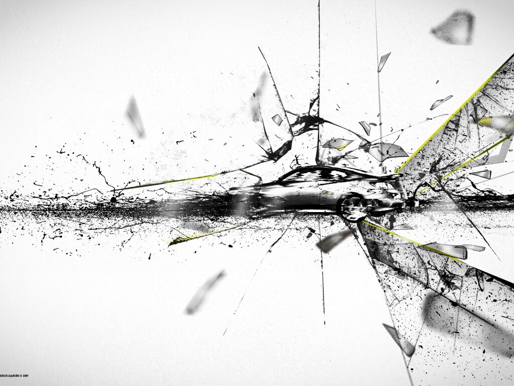 Летящие осколки обои