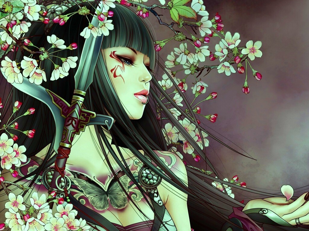 Элегантная девушка с оружием обои