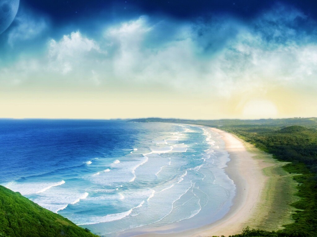 Берег до горизонта обои