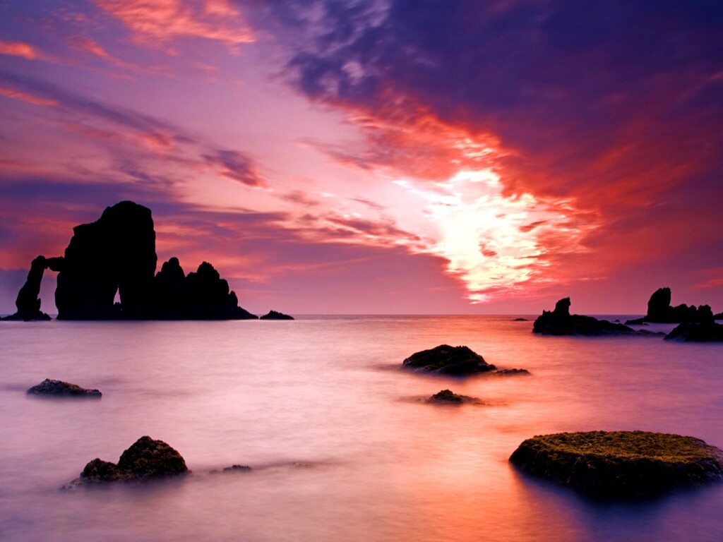 Закат на море обои