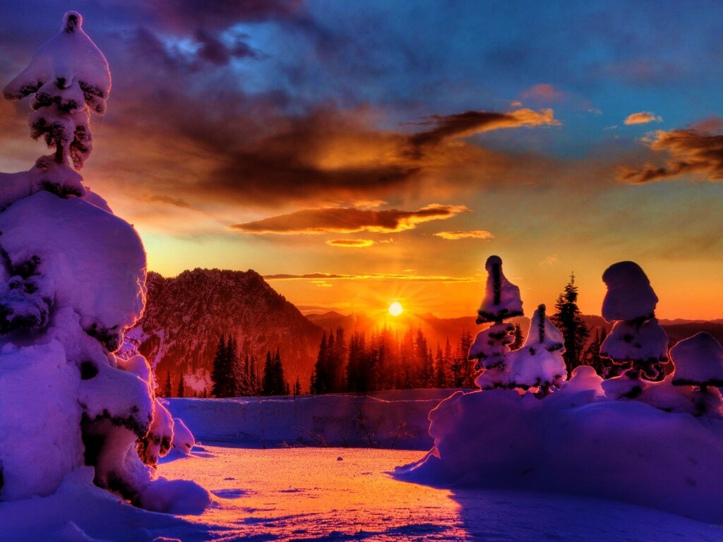 Зимнее солнце обои