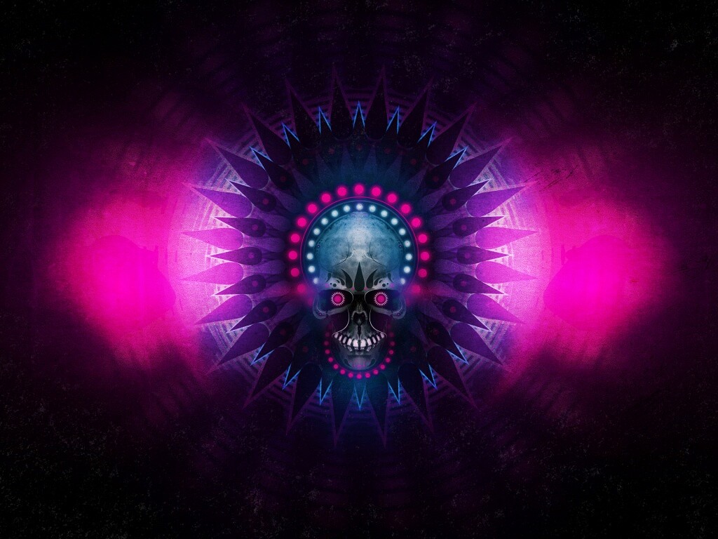 Неоновый череп обои