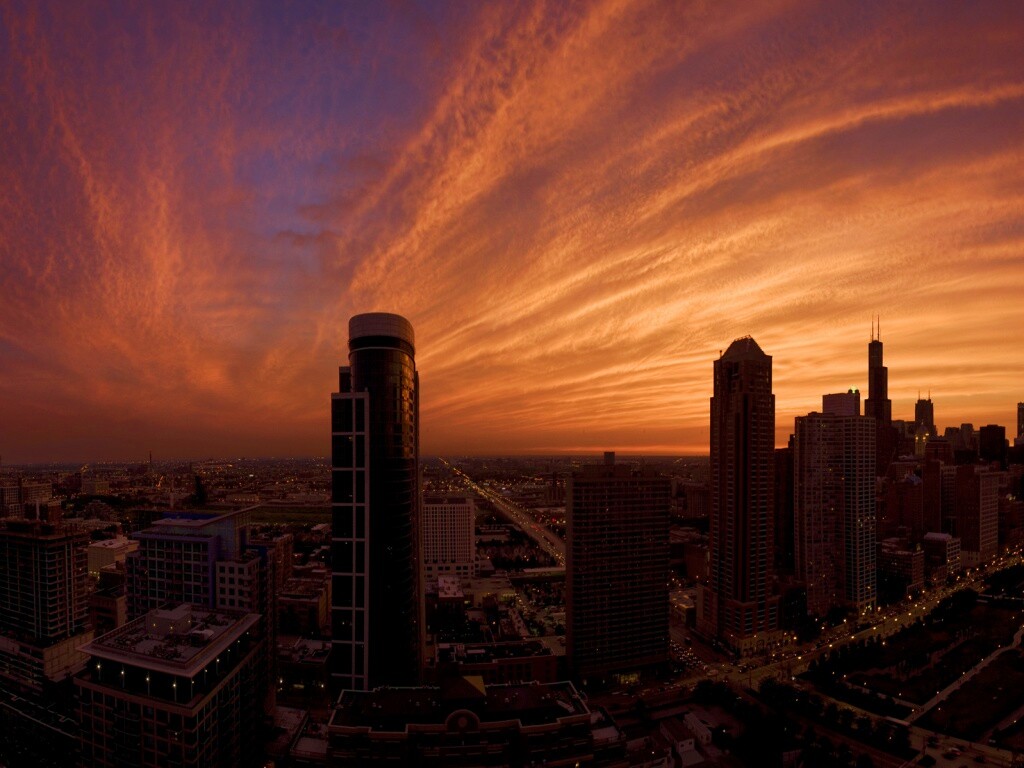 Сумерки в городе обои