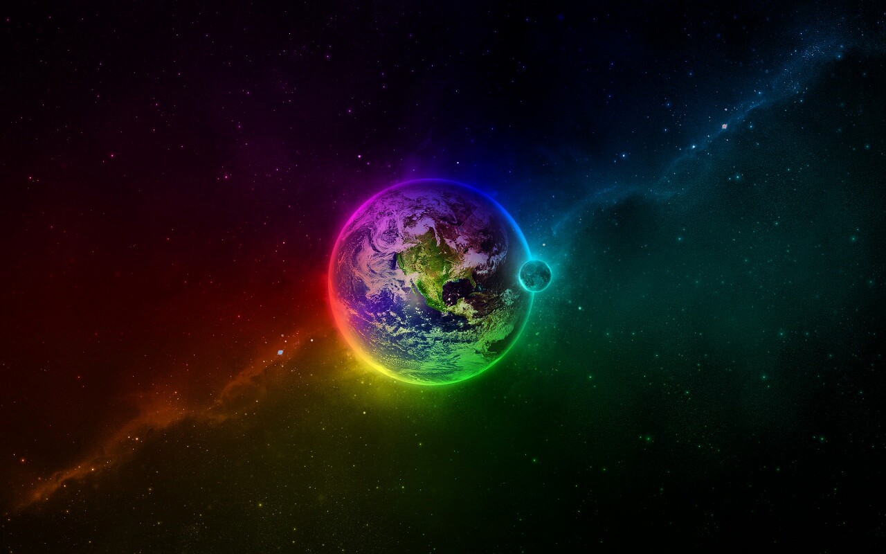Земля в радужном ореоле обои