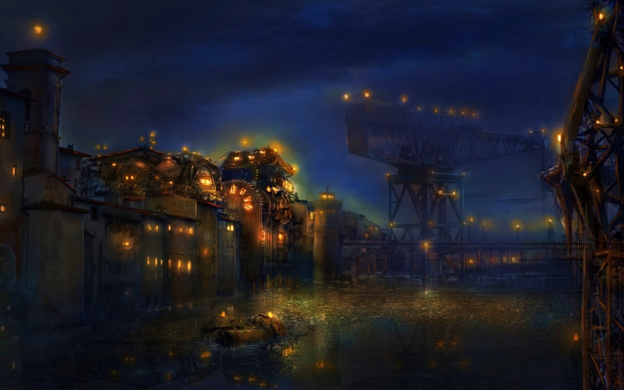 Портовые огни обои