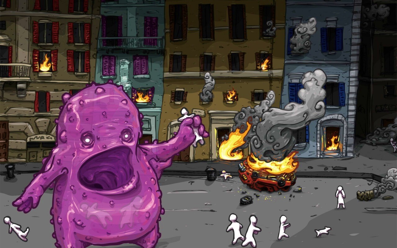 Монстр жрет людей обои