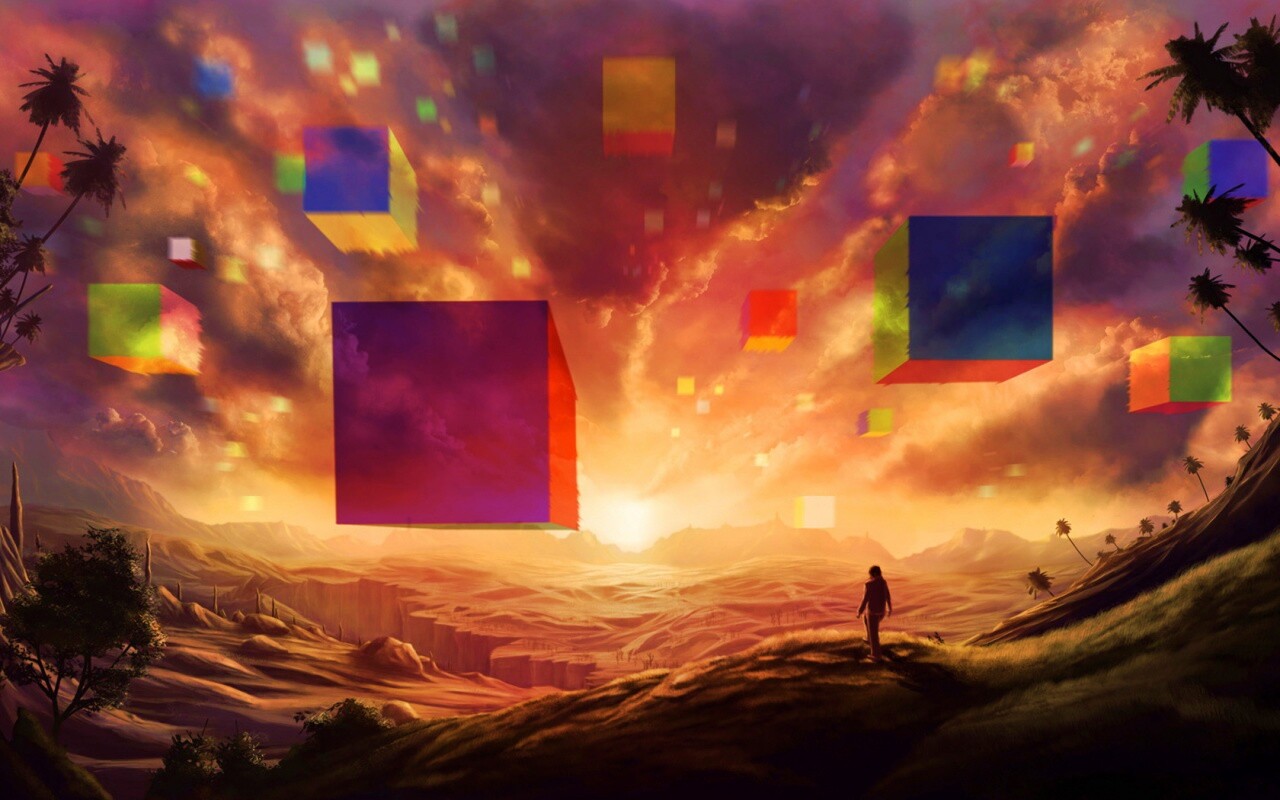 Кубы в небе обои