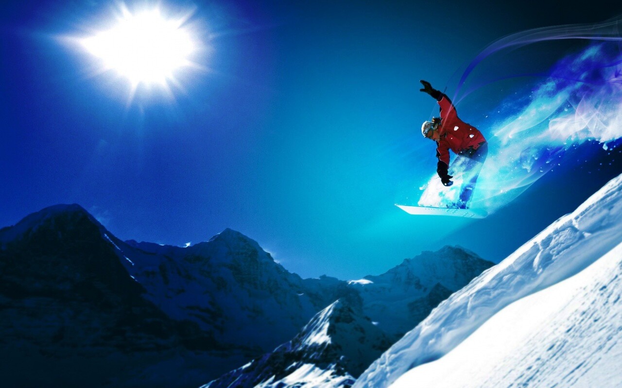 Сноубордист в прыжке обои