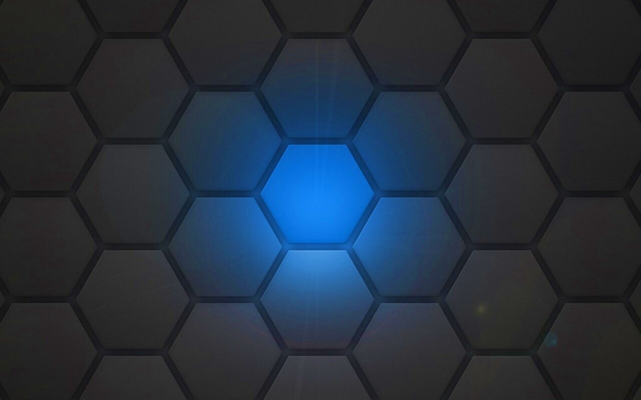 Светящийся синий шестиугольник обои