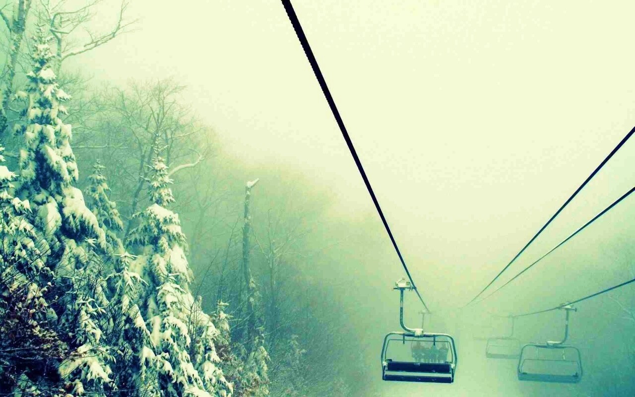 Канатная дорога в зиму обои