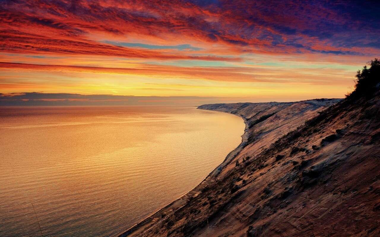 Море на закате обои