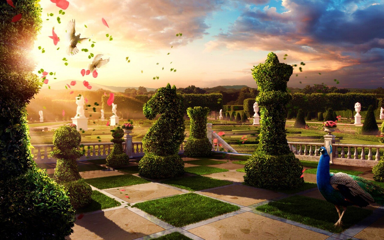 Шахматный сад обои