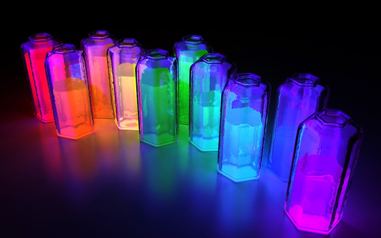 Баночки с цветными жидкостями обои