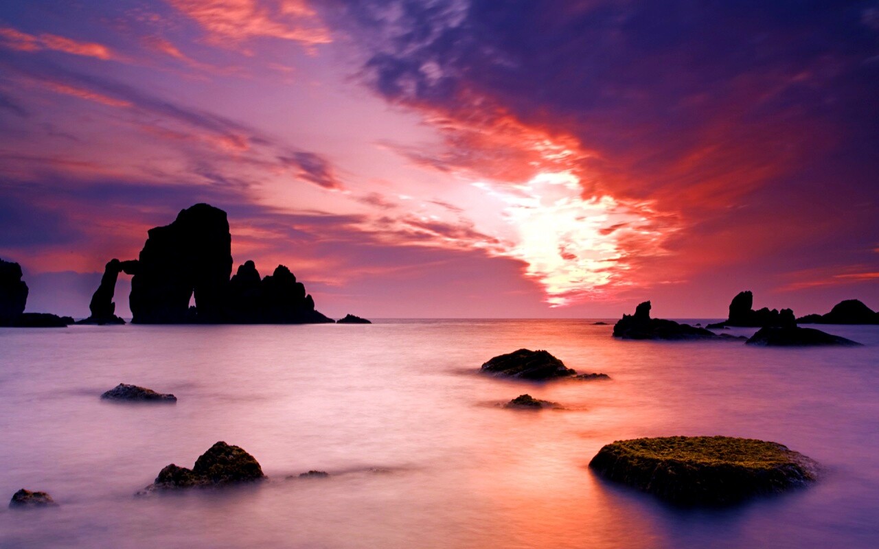 Закат на море обои