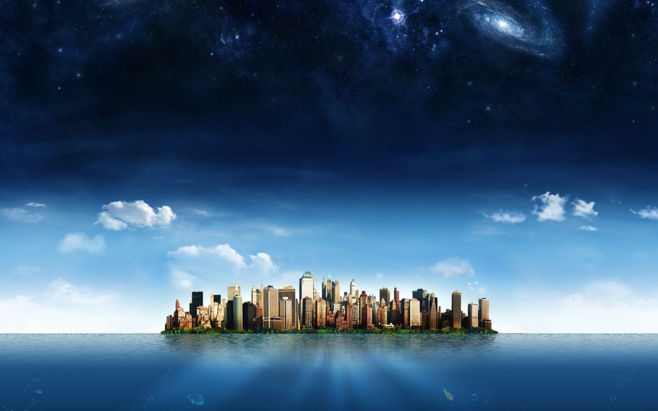 Город на острове обои