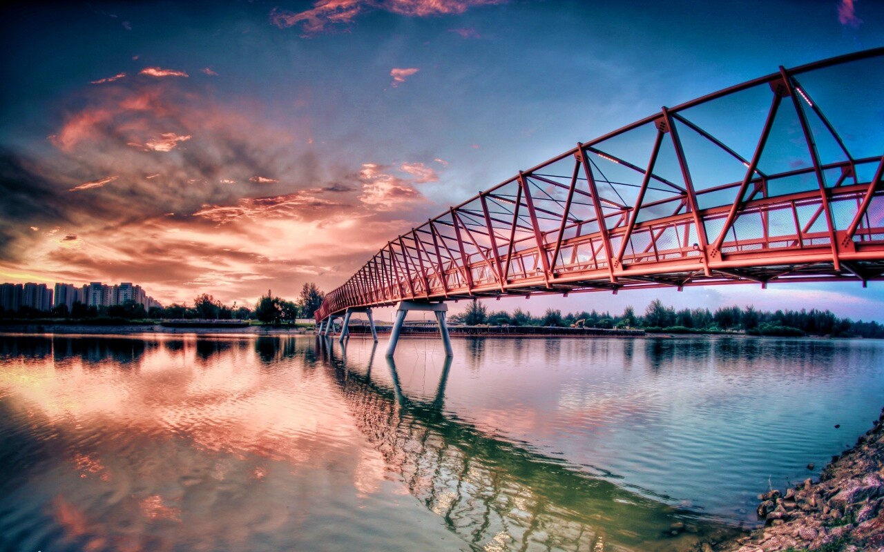 Мост через реку обои