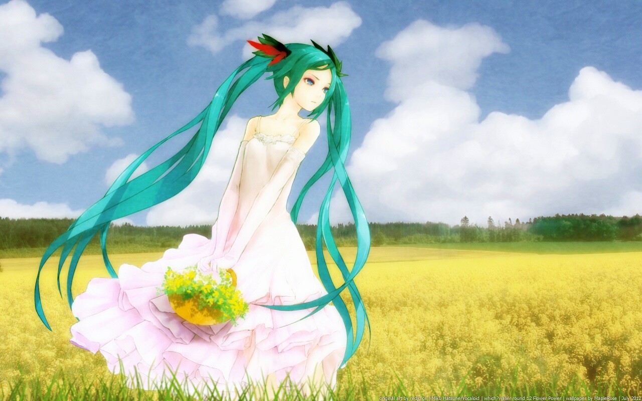 Хатсуне в поле обои