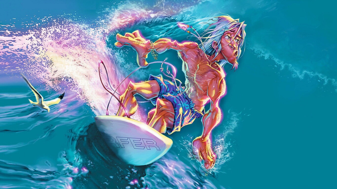 Карикатура на серфера обои